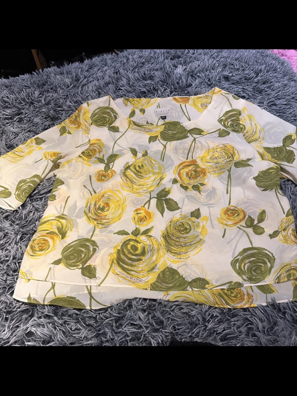 Rialto Yellow & Olive Floral Scoop-Neck Tunic